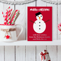 Jolly Snowman Red Cute Personalized Christmas