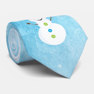 Jolly Snowman Santa Cap Textured Blue mit Namen Krawatte