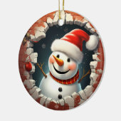 Jolly Snowman Weihnachtsmannmütze - 3D Keramik Ornament (Links)