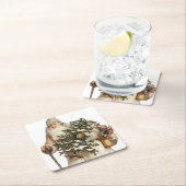 Jolly St Nick mit Weihnachtsbaum Rechteckiger Pappuntersetzer (Vor Ort)