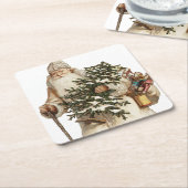 Jolly St Nick mit Weihnachtsbaum Rechteckiger Pappuntersetzer (angewinkelt)