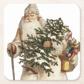 Jolly St Nick mit Weihnachtsbaum Rechteckiger Pappuntersetzer (Vorderseite)