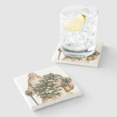 Jolly St Nick mit Weihnachtsbaum Steinuntersetzer (Seitenansicht)