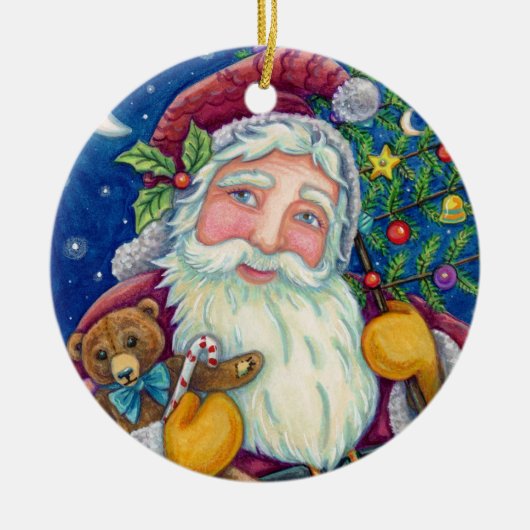JOLLY ST NICK & TEDDYBAR, ALTE, SCHNELLE KRISTMAS KERAMIK ORNAMENT (Vorne)