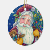 JOLLY ST NICK & TEDDYBAR, ALTE, SCHNELLE KRISTMAS KERAMIK ORNAMENT (Links)