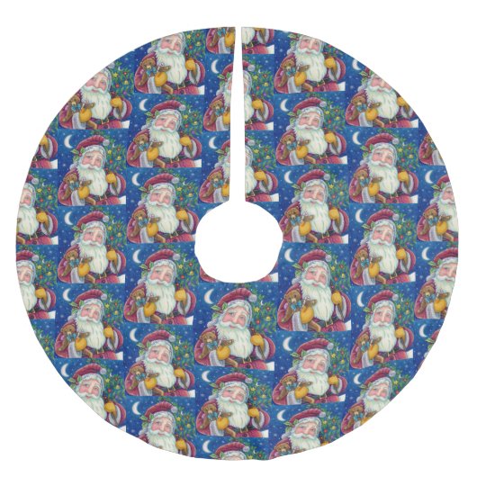 JOLLY ST NICK & TEDDYBAR, ALTE, SCHNELLE KRISTMAS POLYESTER WEIHNACHTSBAUMDECKE (Vorderseite)