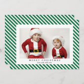 Jolly Stripes Frohe Weihnachtsfotokarte Feiertagskarte (Vorne/Hinten)
