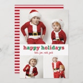 Jolly Stripes Happy Holidays Fotokarte Feiertagskarte (Vorne/Hinten)