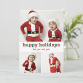 Jolly Stripes Happy Holidays Fotokarte Feiertagskarte (Stehend Vorderseite)
