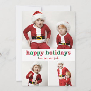Jolly Stripes Happy Holidays Fotokarte Feiertagskarte