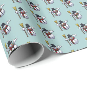 Jolly Top Hat Snowman Christmas Pixel Art Pattern Geschenkpapier