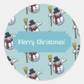 Jolly Top Hat Snowman Christmas Pixel Art Pattern Runder Aufkleber (Vorderseite)