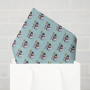 Jolly Top Hat Snowman Christmas Pixel Art Pattern Seidenpapier