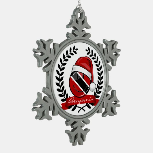 Jolly Trinidad Flag Weihnachtsstil Schneeflocken Zinn-Ornament (Links)