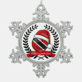Jolly Trinidad Flag Weihnachtsstil Schneeflocken Zinn-Ornament (Vorderseite)
