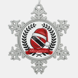 Jolly Trinidad Flag Weihnachtsstil Schneeflocken Zinn-Ornament