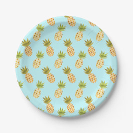 Jolly Tropical Watercolor Ananas Muster Pappteller