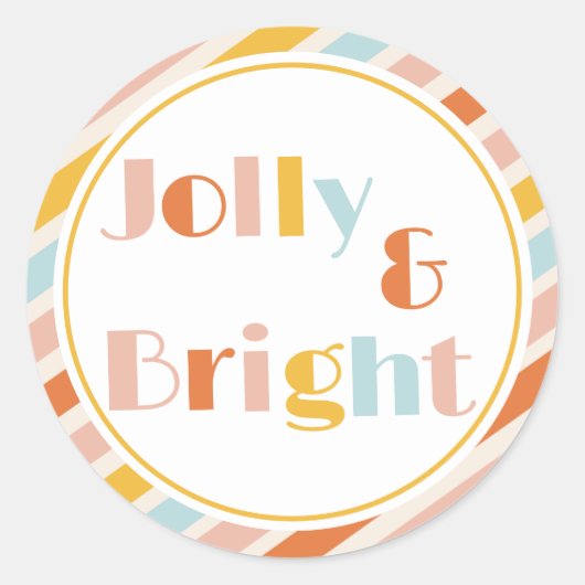 Jolly und Bright Bold Strip Weihnachten Runder Aufkleber (Vorderseite)