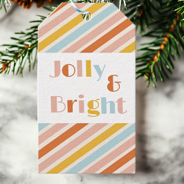 Jolly und Bright Streifen von und nach Weihnachten Geschenkanhänger