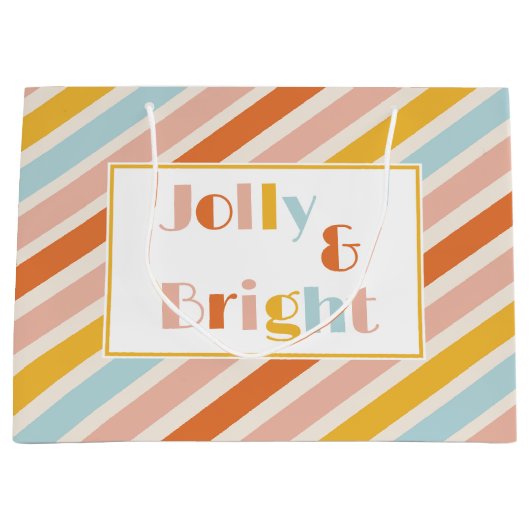 Jolly und helle farbenfrohe Retro Streifen Weihnac Große Geschenktüte (Vorderseite)