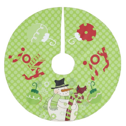 Jolly und Joy Snowman Holiday Tree Skirt Polyester Weihnachtsbaumdecke (Vorderseite)
