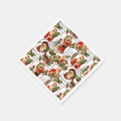 Jolly Vintag Santa, Holly & Music Collage Serviette (Ecke)
