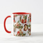 Jolly Vintag Santa, Holly & Music Collage Tasse (Links)