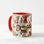 Jolly Vintag Santa, Holly & Music Collage Tasse (Vorderseite Links)