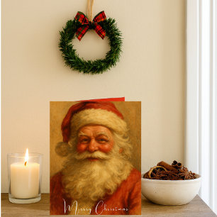 Jolly Vintag Santa Red Anzug Feiertagskarte