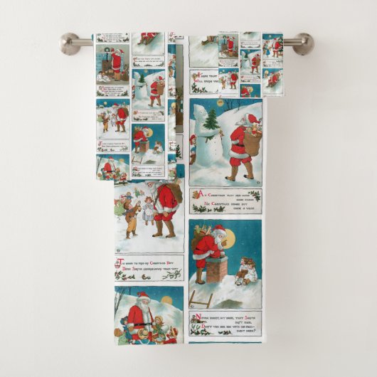 Jolly Vintag Santa Winter Fun Collage Badhandtuch Set (Insitu)