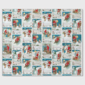 Jolly Vintag Santa Winter Fun Collage Geschenkpapier (Flach)