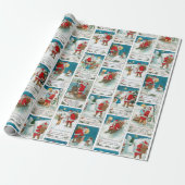 Jolly Vintag Santa Winter Fun Collage Geschenkpapier (Ungerollt)
