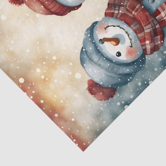 Jolly Watercolor Snowmen mit Karierten Skarven Seidenpapier (Ausschnitt)