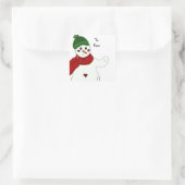 Jolly Waving Snowman Quadratischer Aufkleber (Tasche)