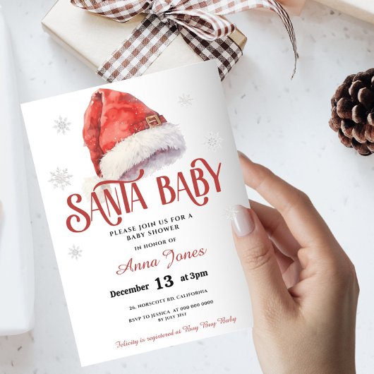 Jolly Weihnachtsmannmütze Baby Shower Einladung
