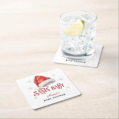 Jolly Weihnachtsmannmütze Baby Shower Gast Drinks Rechteckiger Pappuntersetzer (Vor Ort)
