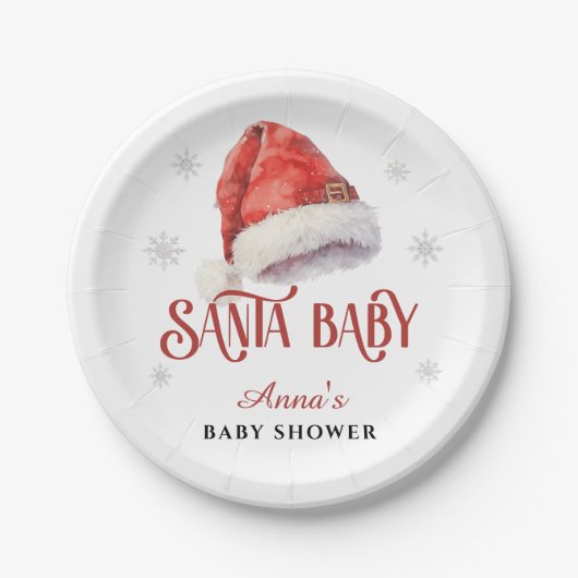 Jolly Weihnachtsmannmütze Baby Shower Pappteller (Vorderseite)