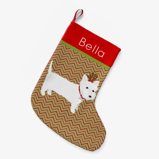 Jolly West Highland Terrier Kleiner Weihnachtsstrumpf (Vorderansicht (hängend))