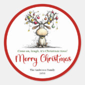 Jolly whimsical reindeer sticker funny deer flair (Vorderseite)