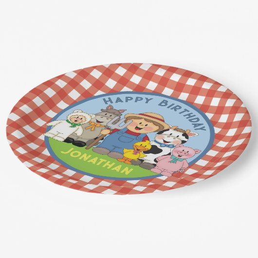 JollyKins Barnyard Buddies Boy Pappteller (Schrägansicht)