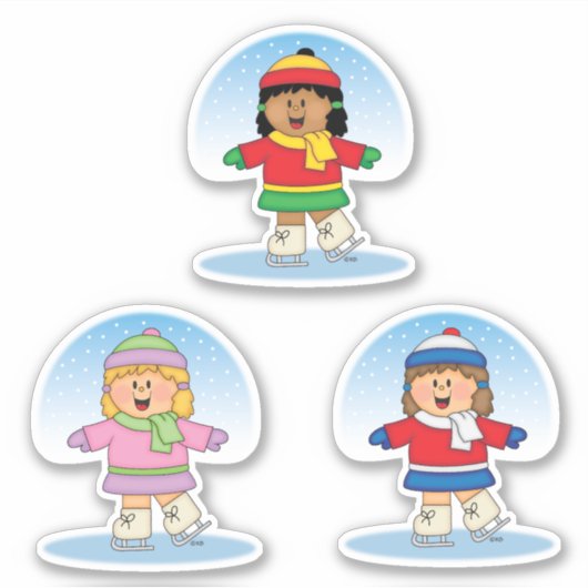 JollyKins Ice Skating Trio Aufkleber (Vorderseite)
