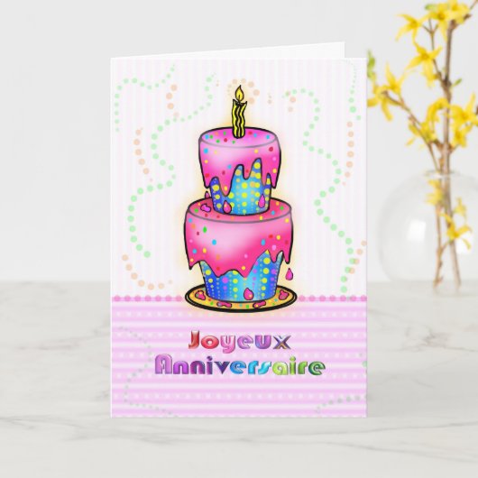 Jolyeux Anniversaire französischer alles- Gute zum Karte (Gelbe Blume)