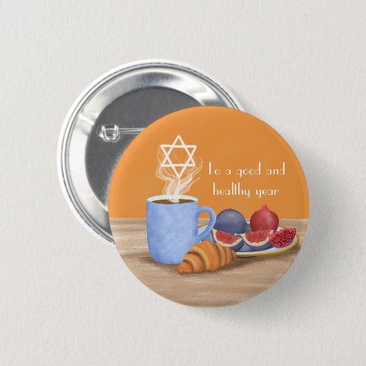 Jom Kippur Break-the-Fast: Kaffee, Granatäpfel Button (Vorne & Hinten)