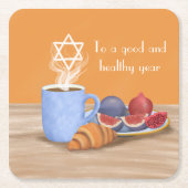 Jom Kippur Break-the-Fast: Kaffee, Granatäpfel Rechteckiger Pappuntersetzer (Vorderseite)
