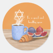 Jom Kippur Break-the-Fast: Kaffee, Granatäpfel Runder Aufkleber (Vorderseite)