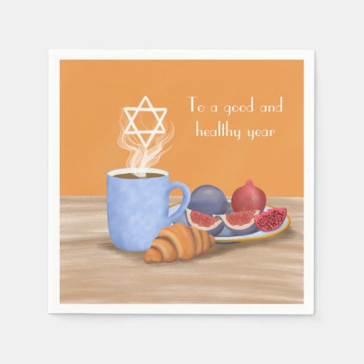 Jom Kippur Break-the-Fast: Kaffee, Granatäpfel Serviette (Vorderseite)