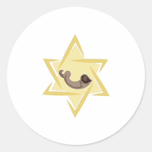 Jom-Kippur-Horn Runder Aufkleber (Vorderseite)