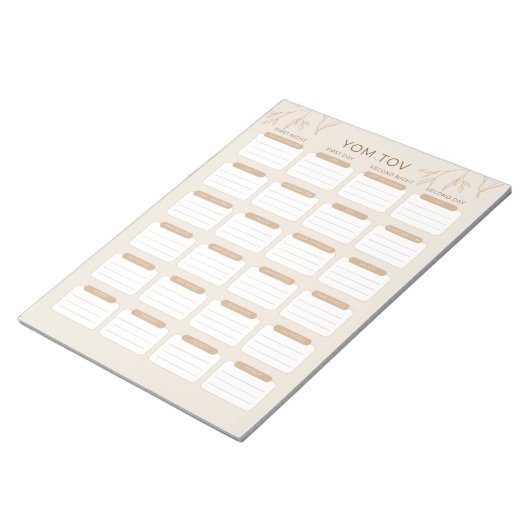 Jom Tov Meal Planner der beschäftigten jüdischen M Notizblock (angewinkelt)