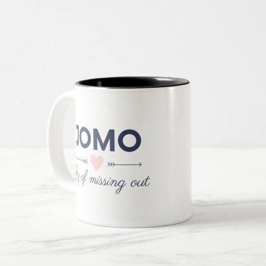 JOMO - Freude am vermissten out Zweifarbige Tasse (Vorderseite Links)