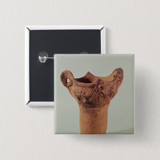 Jomon Vase von der Kanto Provinz Button (Vorne & Hinten)